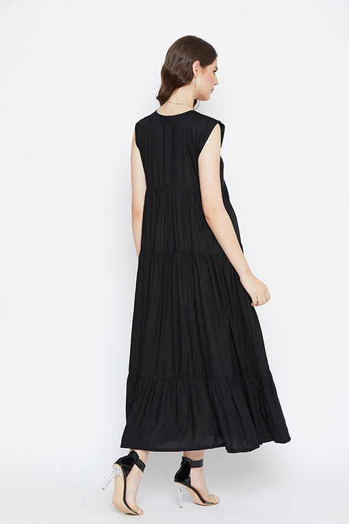 Women’s Black Tiered Maxi Dress