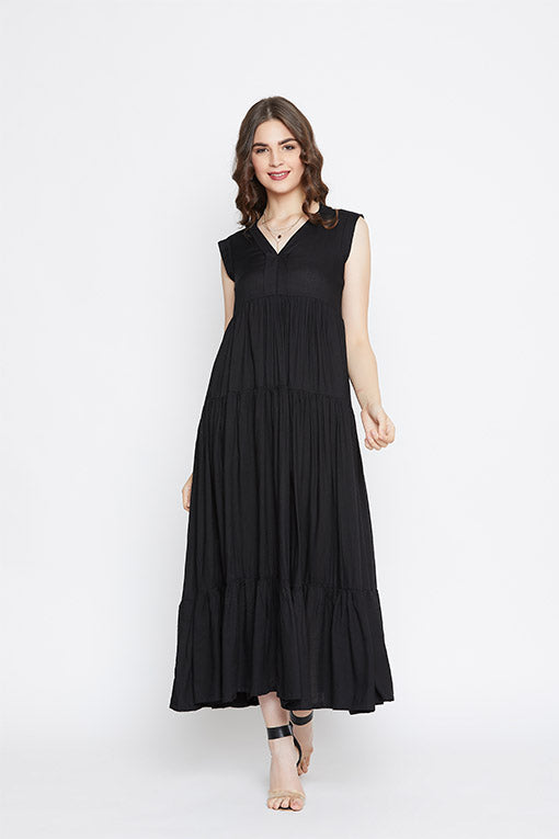 Women’s Black Tiered Maxi Dress
