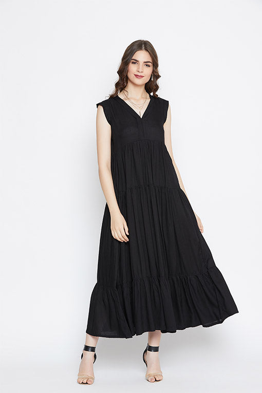 Women’s Black Tiered Maxi Dress
