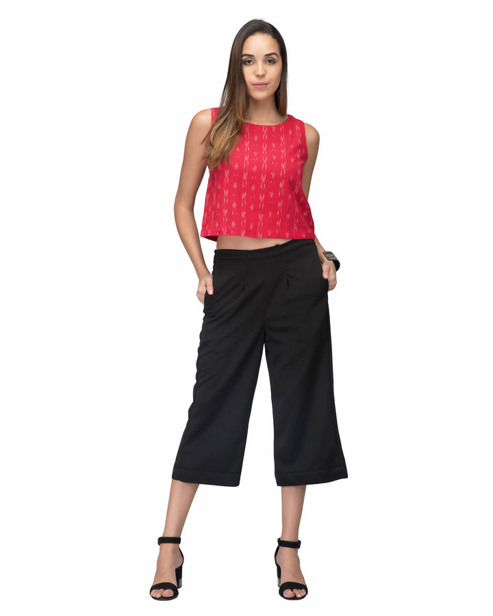 Black Cropped Palazzo For Women