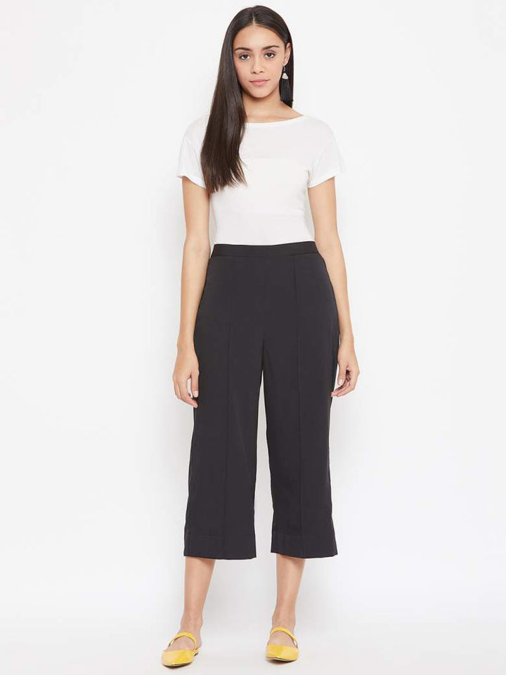 A pair of women's classic black culottes for the win