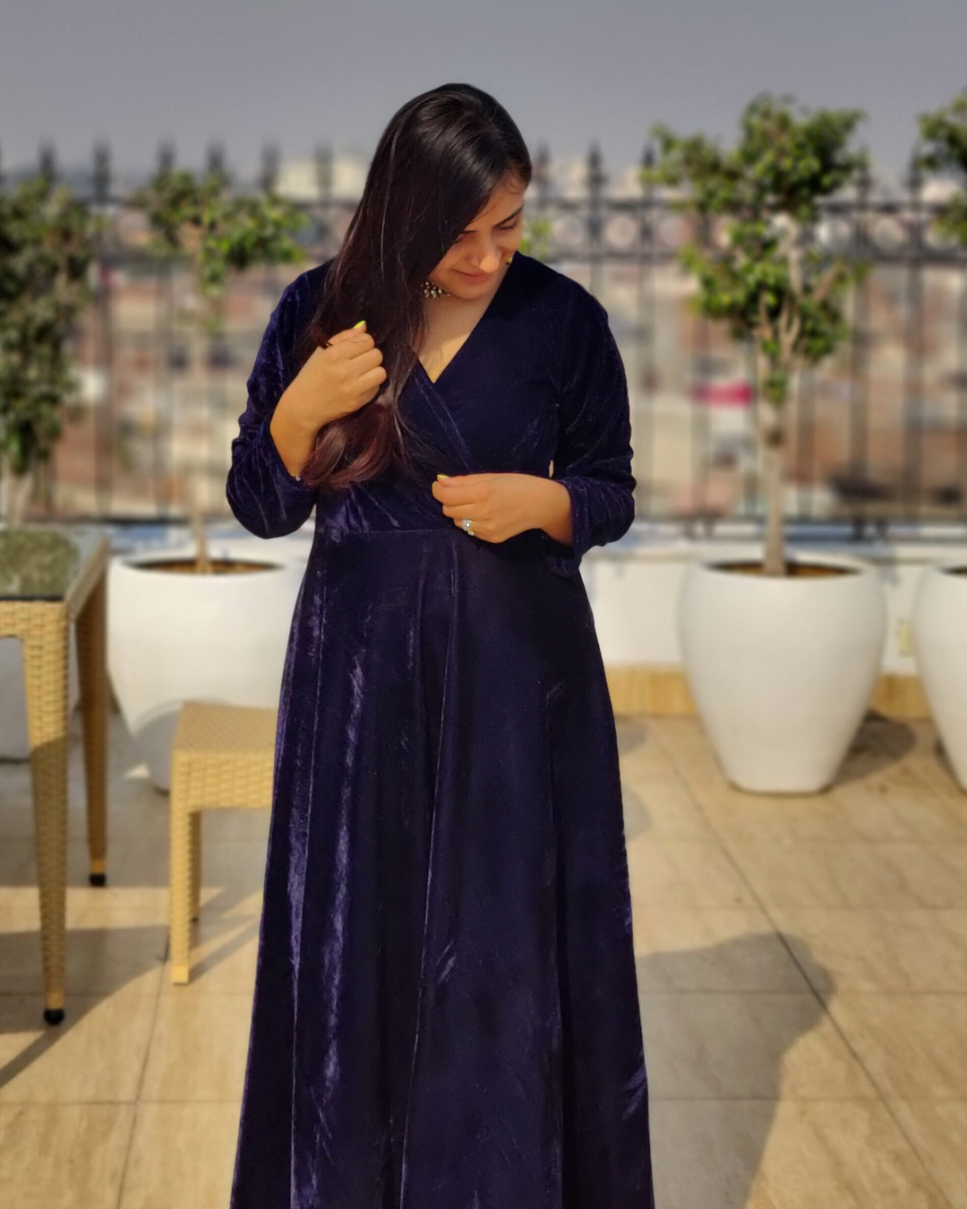 Velvet dark 2025 blue dress