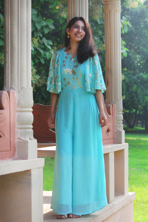 Own this beautiful Aqua color jumpsuit from thesvaya