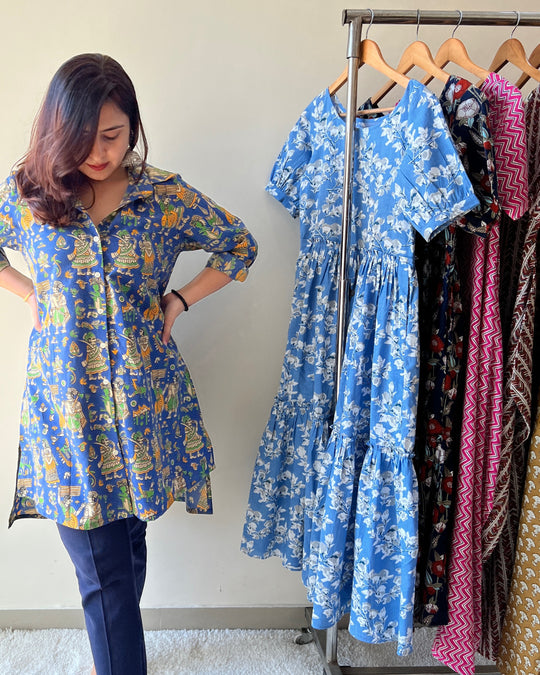 Blue Raja Rani Long Shirt – The Svaya