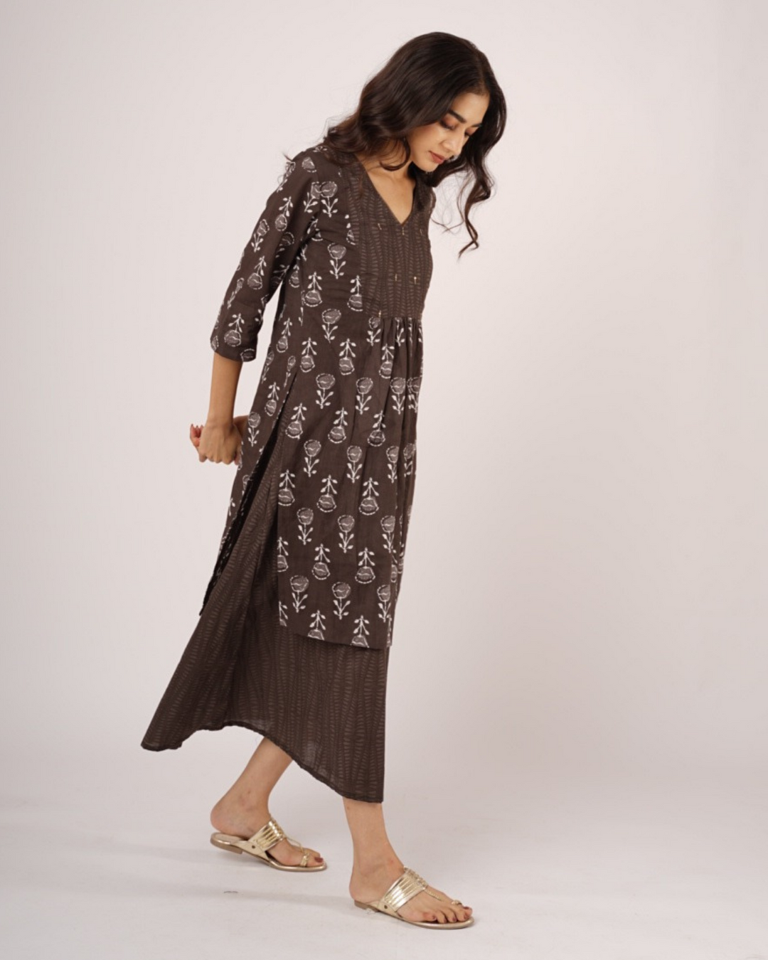 Mahagony Printed Kurta Dress Set With Sleeves