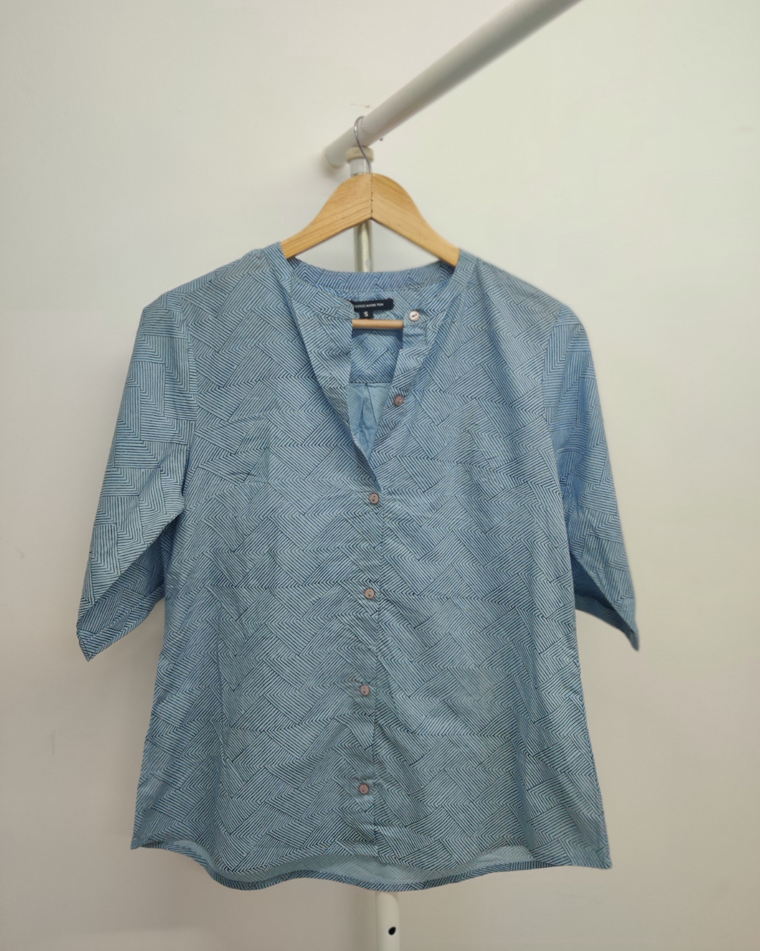 Geometric Printed Blue Cotton Shirt