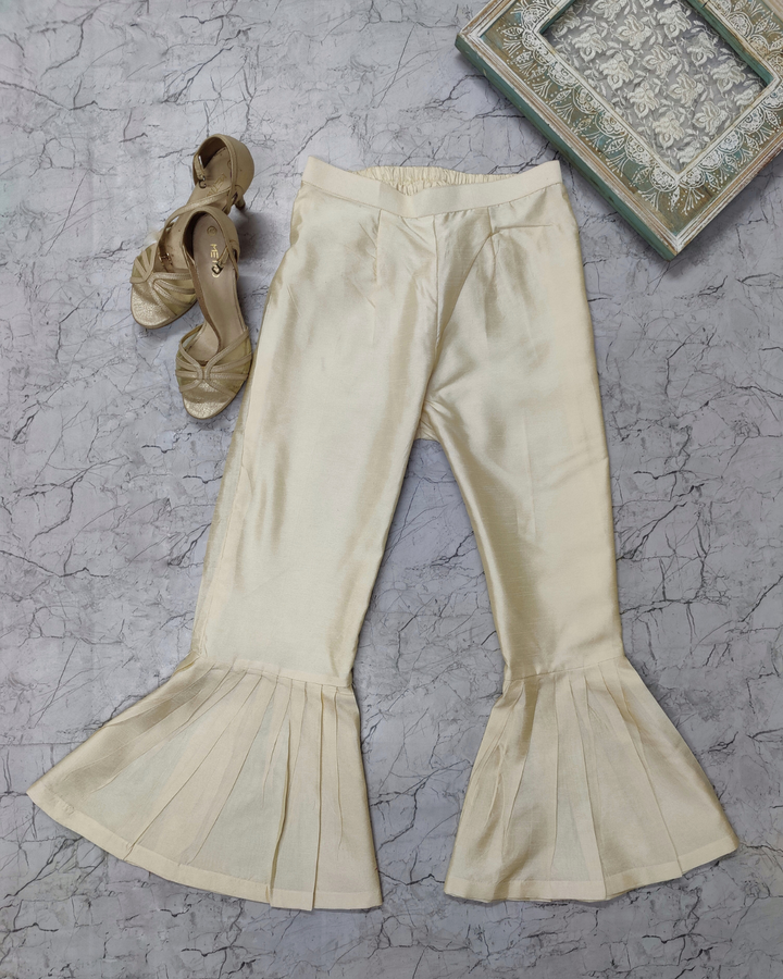 Ivory Silk Pleated Pant