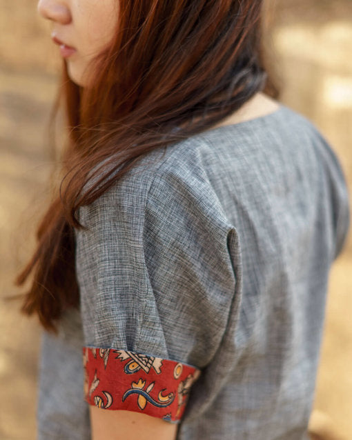 The kalamkari sleeve detailing in our cotton top