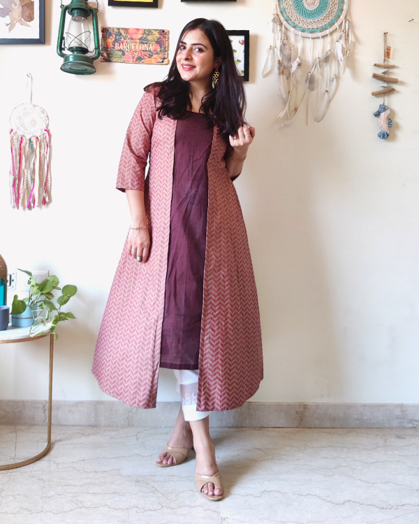 Maroon Abstract Jacket Kurta