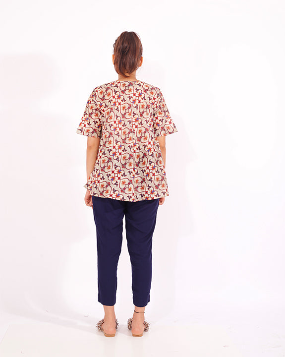 Women's Printed Top & Navy Pyjamas - Set of 2