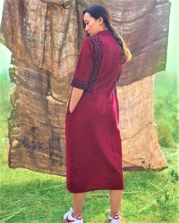Women's Paoli Shirt Dress In Maroon