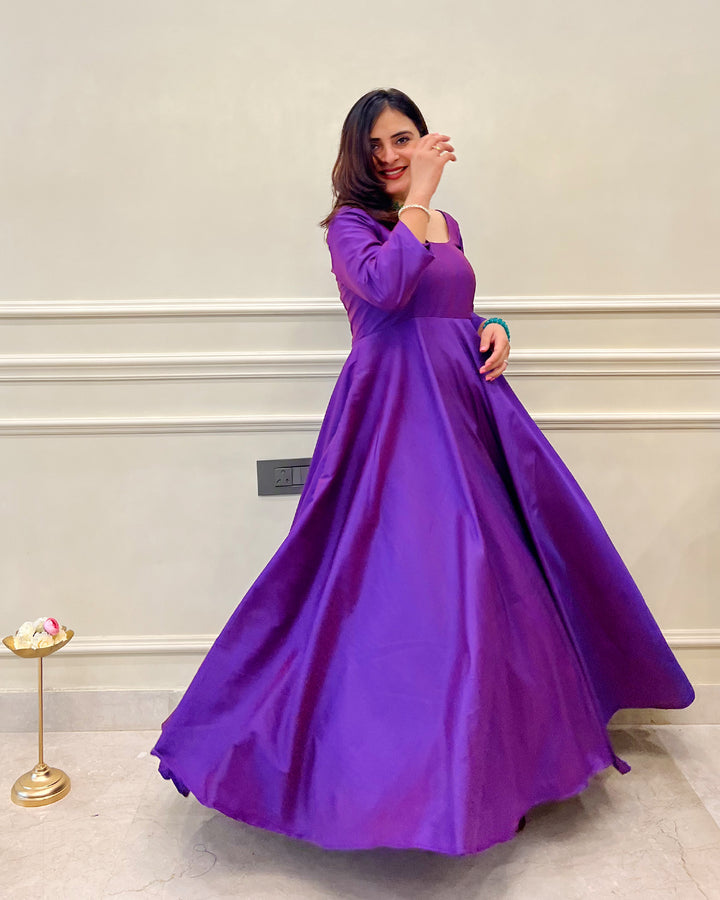 Purple Silk Swirl-Worthy Long Dress