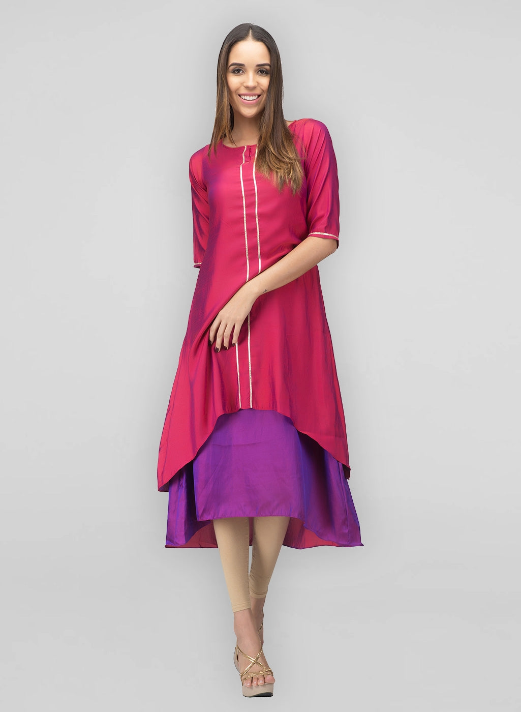 Pink Silk Layered Dress