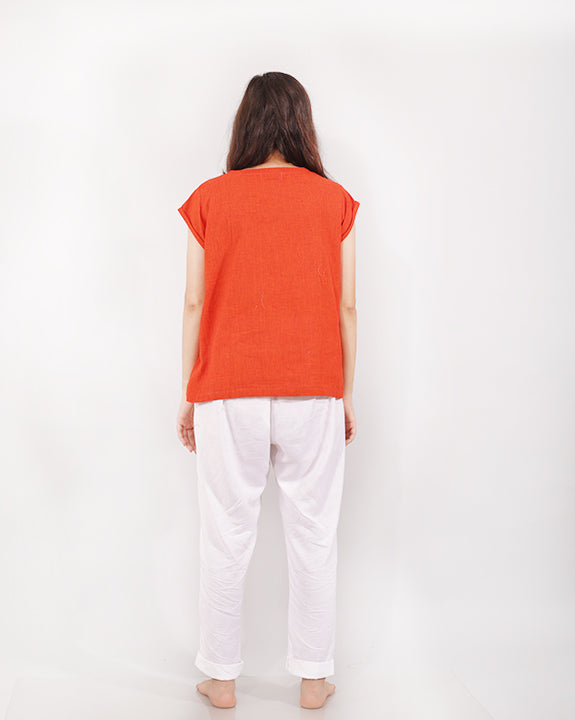 Rust top in cotton for women