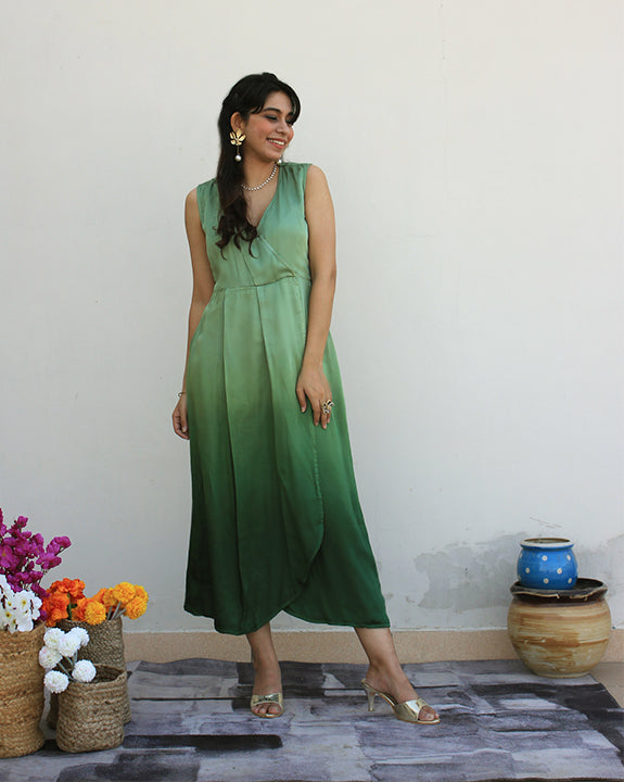 Sap Green Wrap Modal Dress