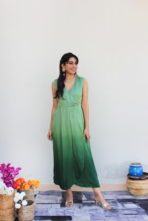 Sap Green Wrap Modal Dress