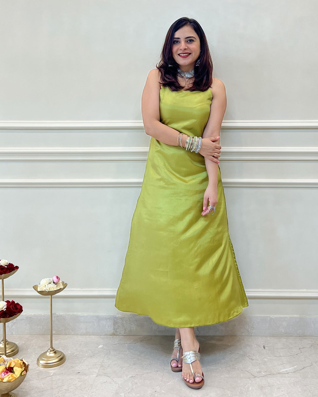 Sap Green Long Sheath Dress The Svaya Sap Green Long Sheath Dress The Svaya