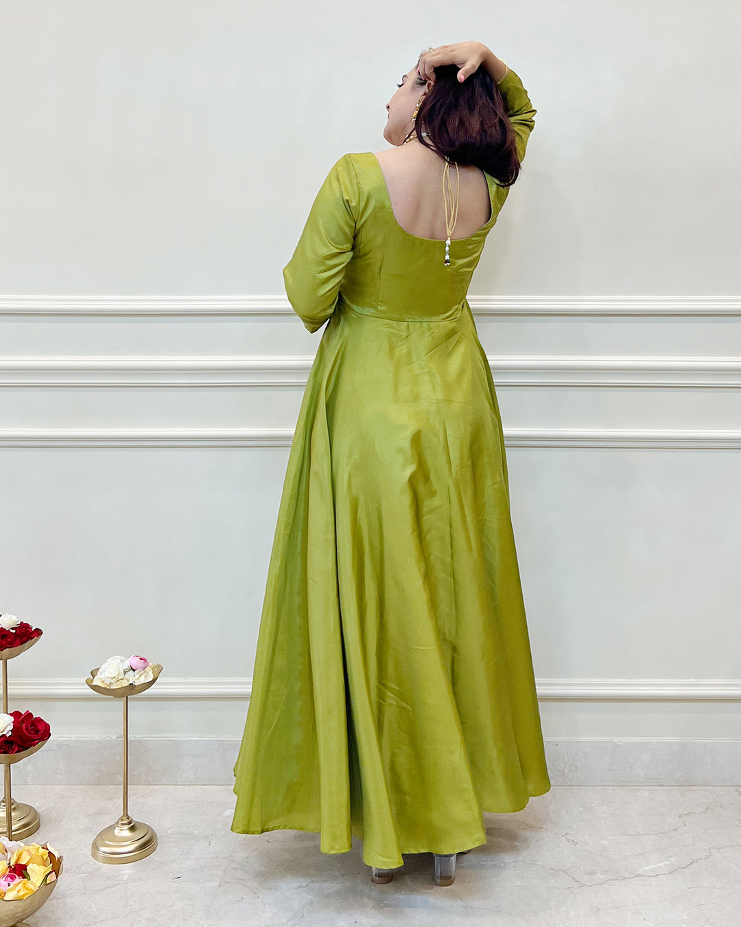 Sap Green Swirl-Worthy Long Dress