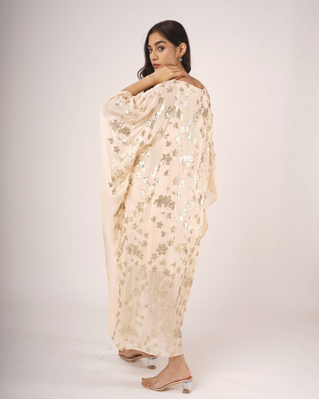 Ankle Length Kaftan With Sequins Detailing