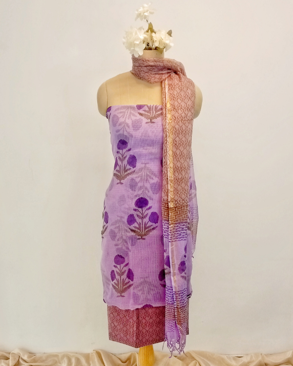 Purple Kota Doria Suit Fabric