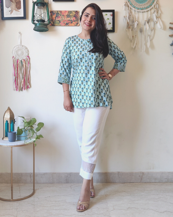 Short Kurti With 3/4 Sleeves