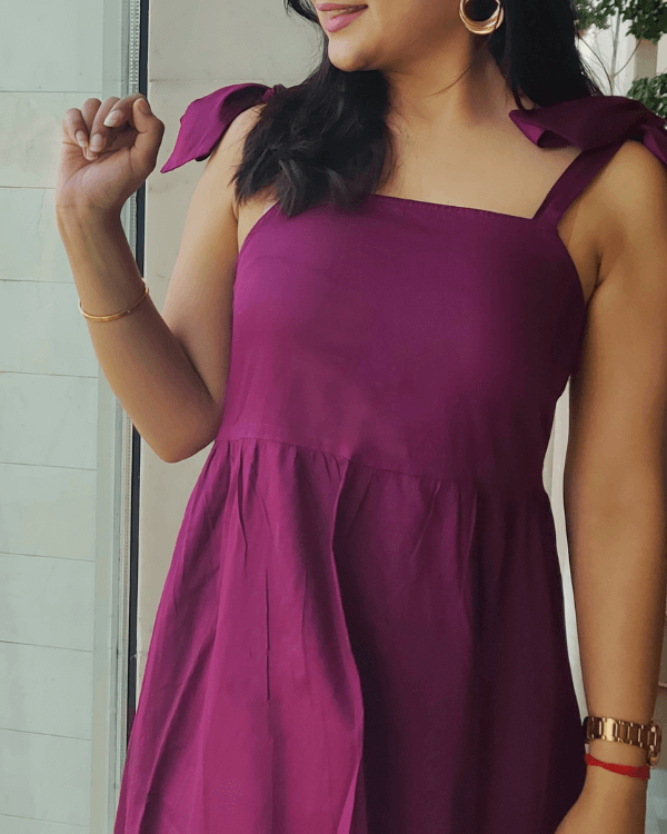 Deep Orchid Solid Maxi Dress In Cotton