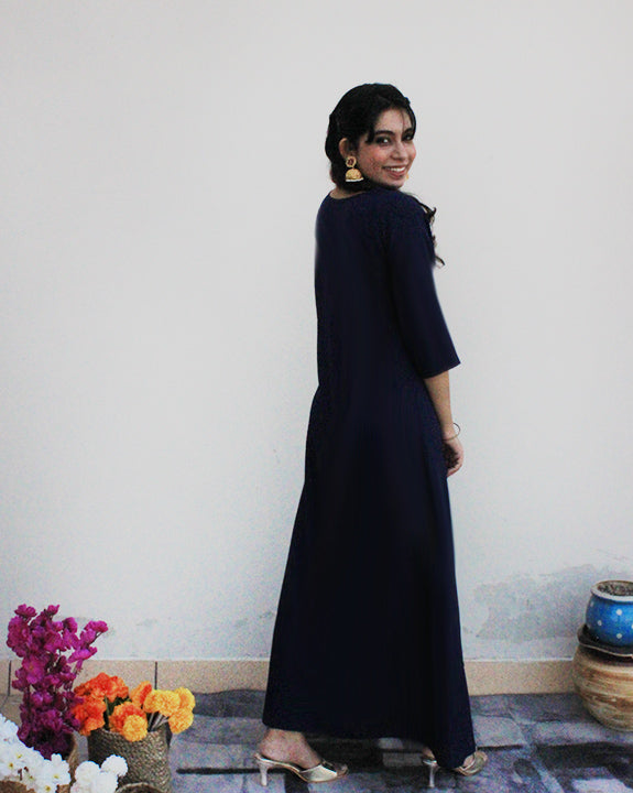 Midnight Blue Sparkle Long Dress For Women