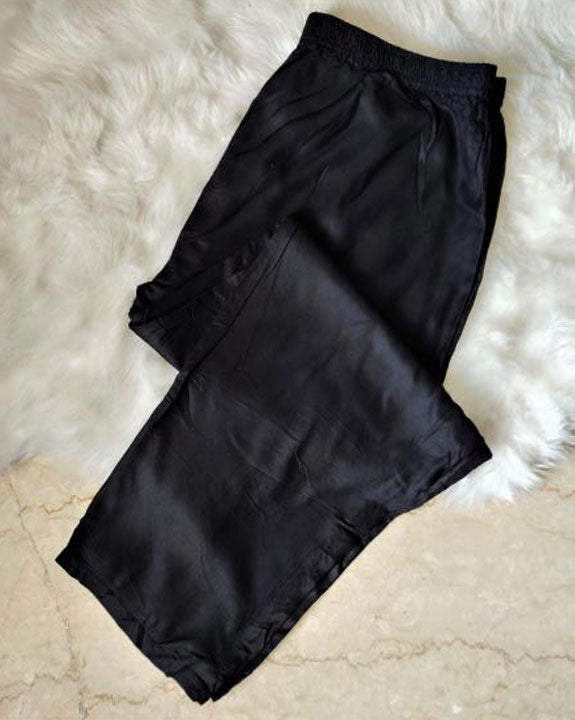 Black Cotton Lycra Pants For Women