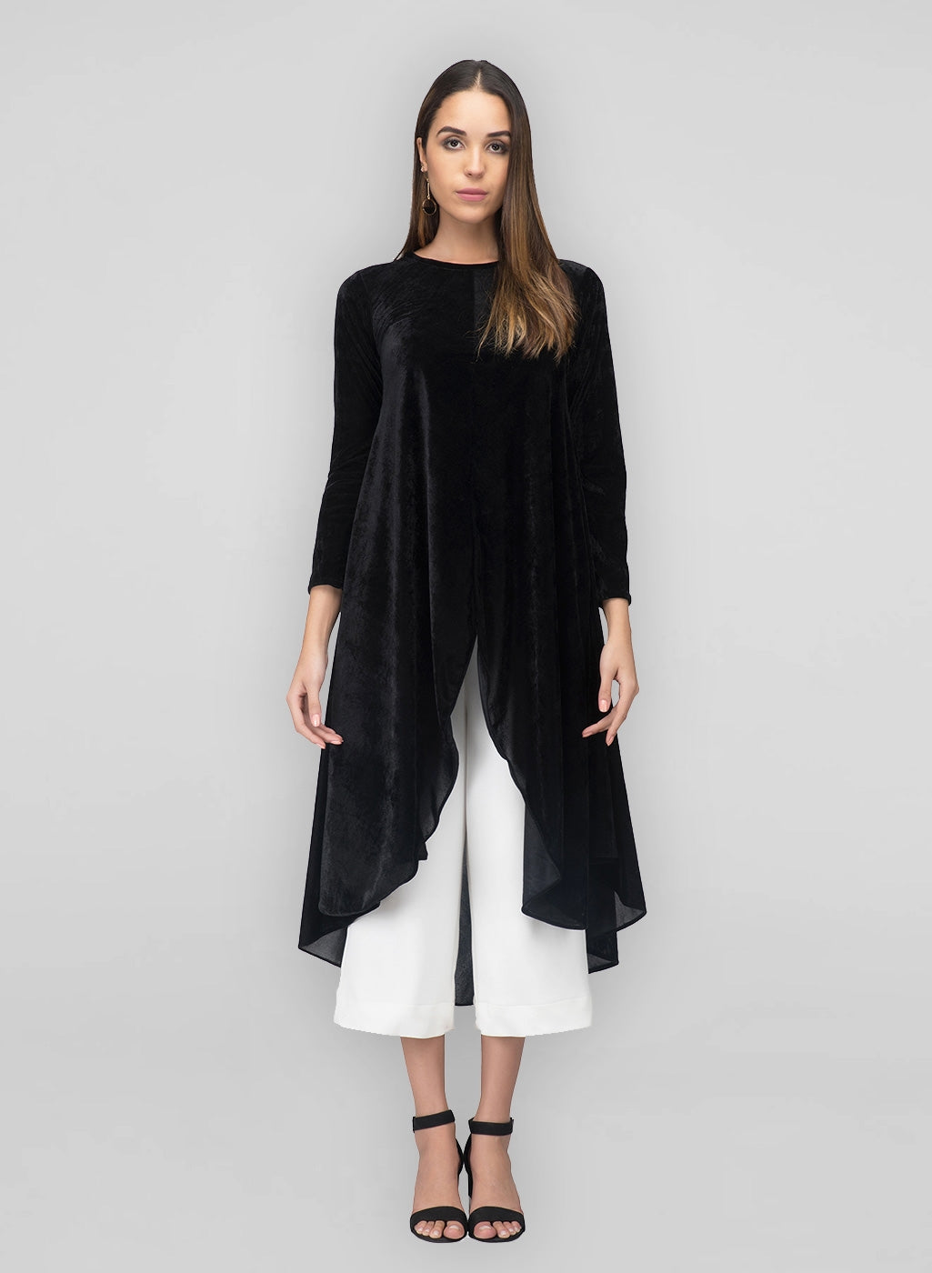 A black velvet a line kurta for women for winter
