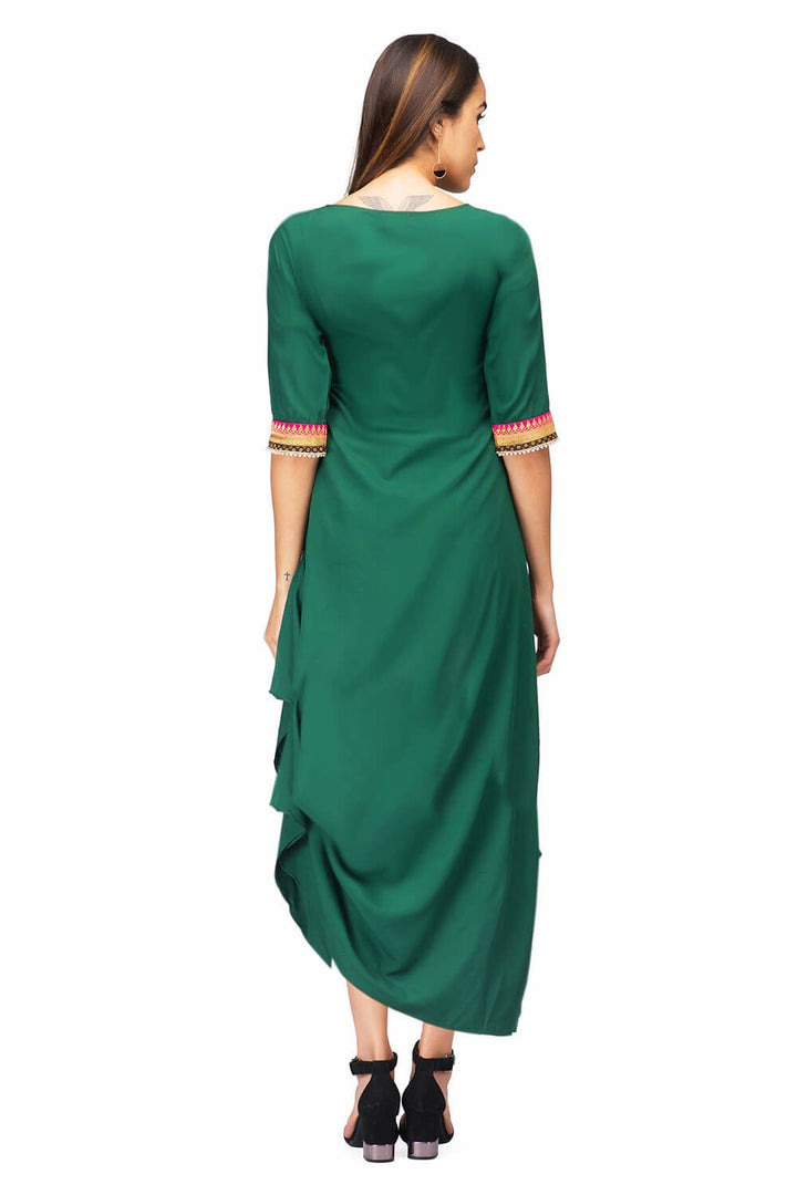 A fusion long tunic for women in green