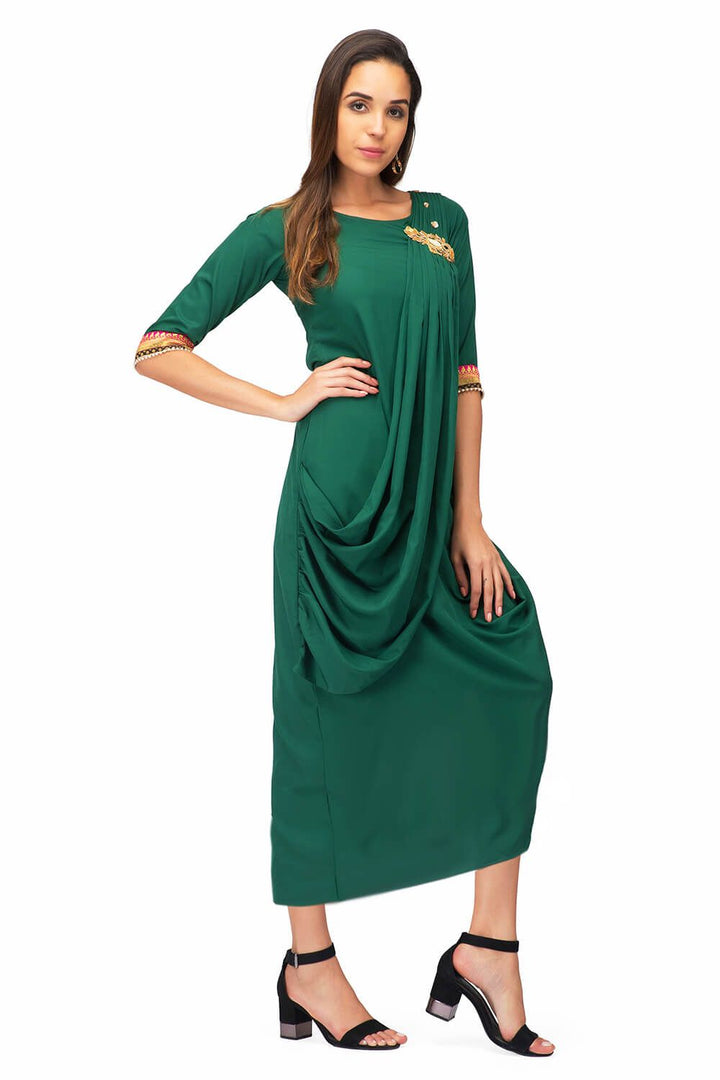 Add a fusion draped tunic to your wardrobe to stand out from the crowd