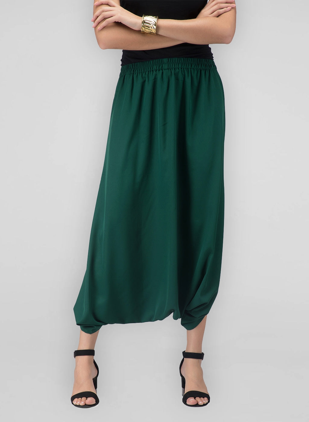 A pair of fusion cowl pants for women to dress up like a trendy diva