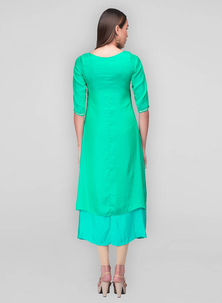 Green Silk layered dress