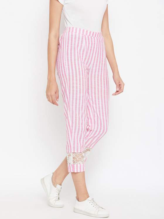 Add this comfortable pair of cotton striped pants for summer.