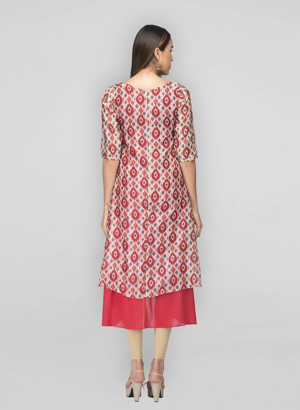 Chanderi Red White Marina Dress