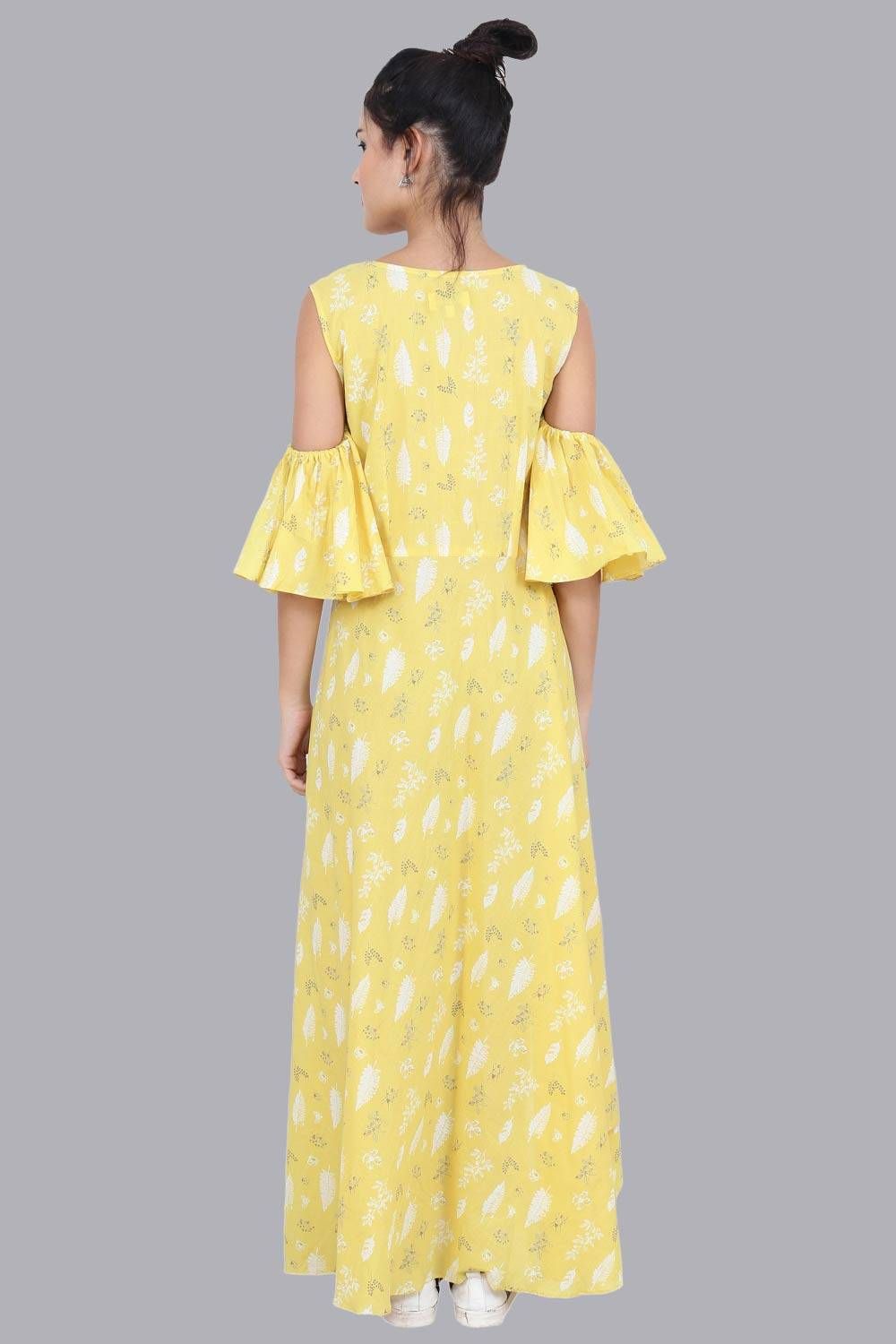 Women's Yellow Print Summer Maxi Dress