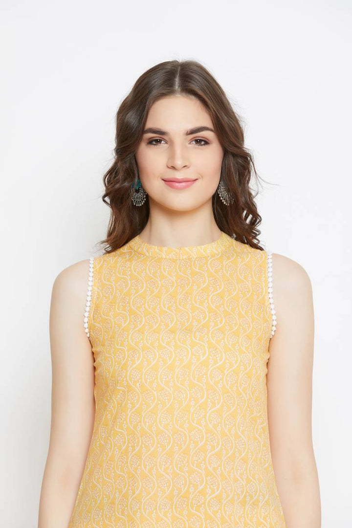 Yellow Lace Cotton Kurta